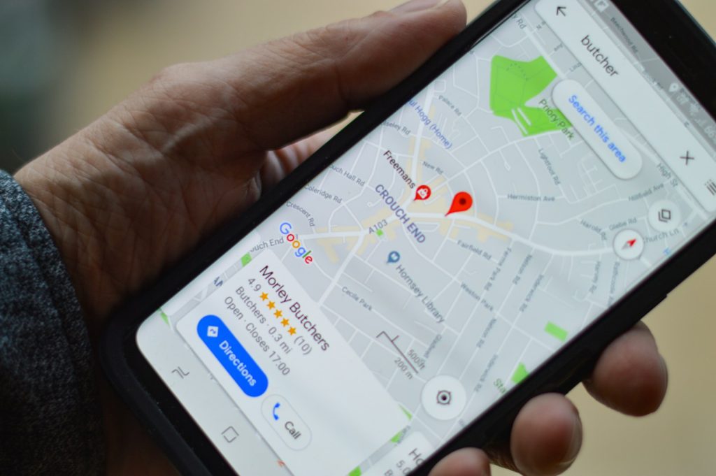 Using Google Maps on a phone — illustrative navigation photo