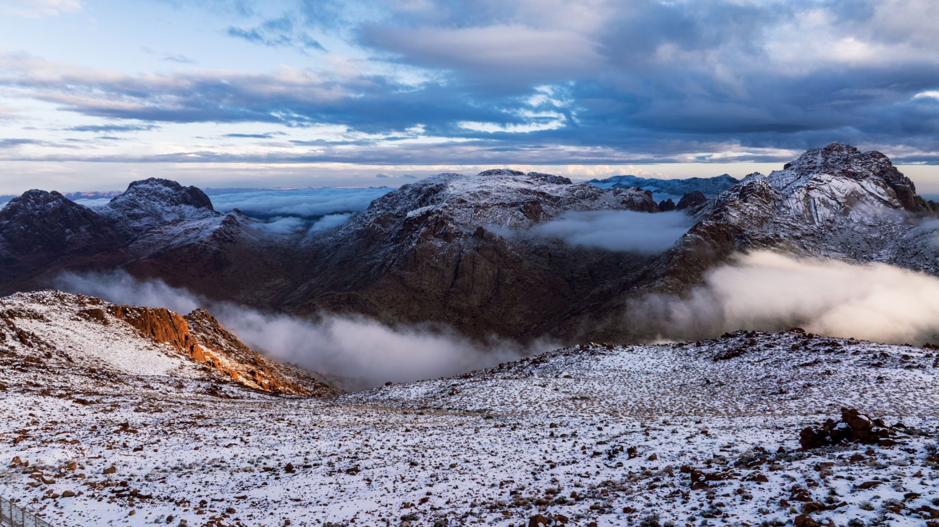 Trojena’s winter mountain landscape